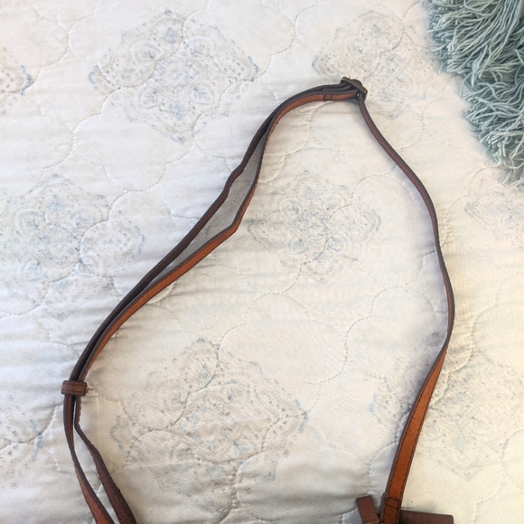 Margot leather adjustable strap purse in brown. - Picture 9 of 13